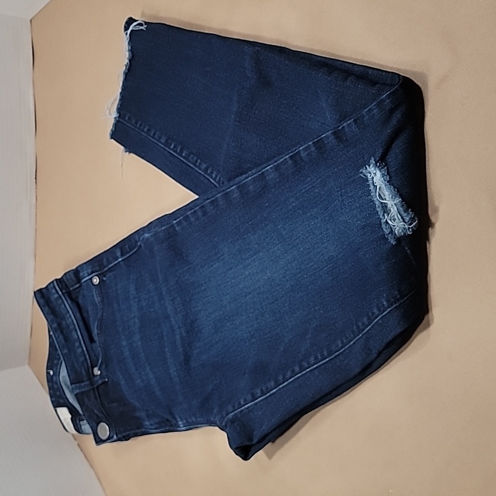 Loft, Size 4, Curvy Skinny, Dark Wash, EUC, Distressed